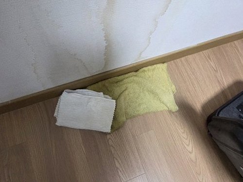 김포 누수탐지 거실 천장 얼룩의 위치와 번진 범위를 확인하는 모습