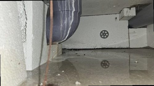 수지구 누수탐지 천장과 벽면의 누수 흔적 및 수분 측정기 점검 장면